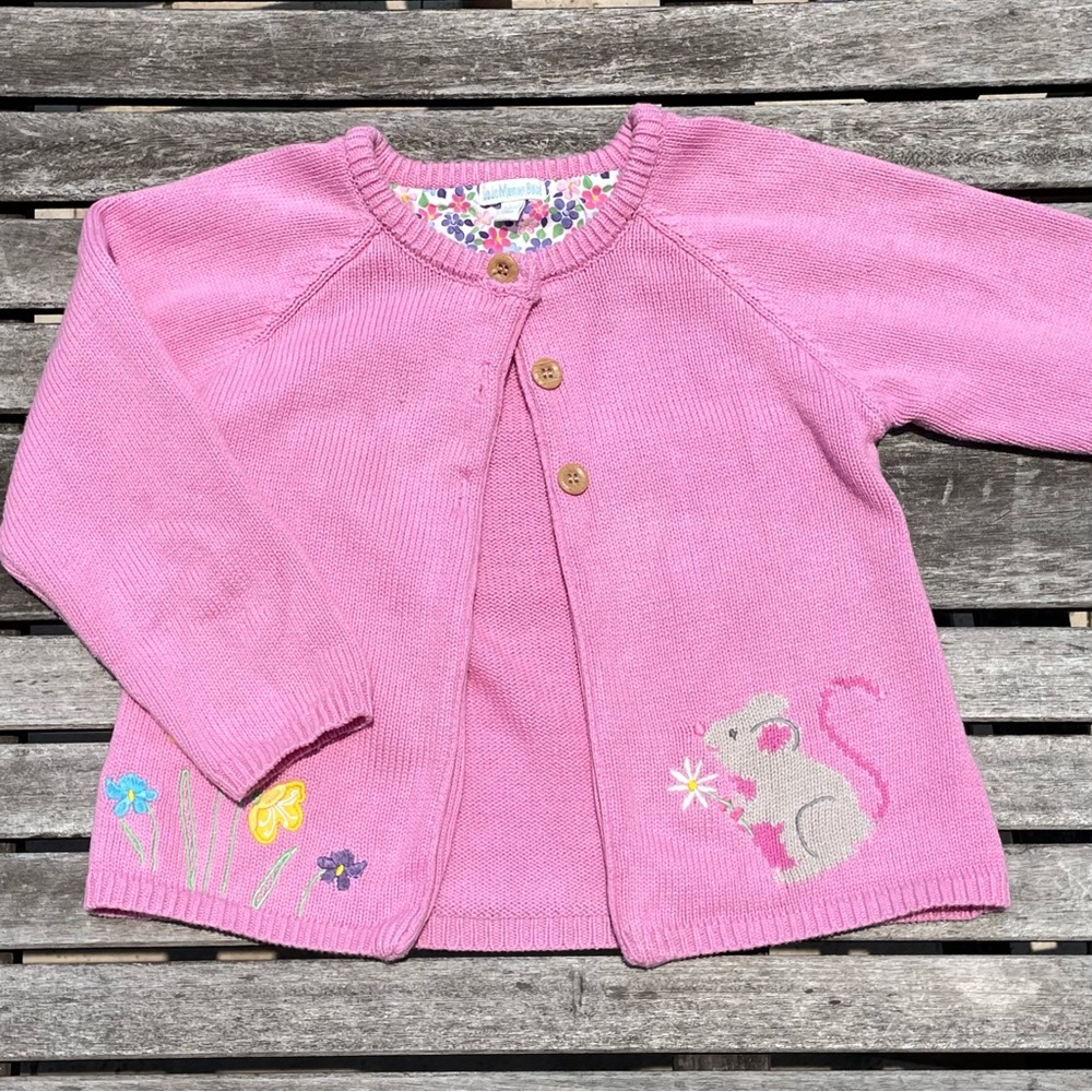 4-5 JoJo Maman Bébé Mouse Cardigan Embroidered Cardie